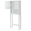 Over-The-Toilet Bathroom Cabinet with Shelf and Two Doors Space-Saving Storage, Easy to Assemble, White