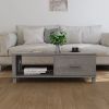 Coffee Table HAMAR Light Gray 39.4"x21.7"x13.8" Solid Wood Pine