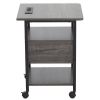 Side Table with Charging Station and Wheels, Rolling End Table with 2 USB Ports and 2 Outlets and Power Switch, Nightstand with Storage Shelves and Dr