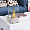 Ethanol Fireplace, 7.75" Tabletop 0.10 Gal Stainless Steel 160 Sq. Ft., Burns up to 2 Hours, Silver