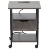 Side Table with Charging Station and Wheels, Rolling End Table with 2 USB Ports and 2 Outlets and Power Switch, Nightstand with Storage Shelves and Dr