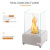 Ethanol Fireplace, 7.75" Tabletop 0.10 Gal Stainless Steel 160 Sq. Ft., Burns up to 2 Hours, Silver