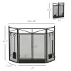 3-Panel Folding Fireplace Screen with 2 Magnetic Doors and Fire Place Tools Set, Fire Spark Guard for Wood Burning, with Brush, Shovel, Poker, Firewoo