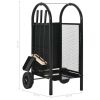Firewood Cart Black 11.8"x13.8"x31.9" Steel