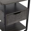 Side Table with Charging Station and Wheels, Rolling End Table with 2 USB Ports and 2 Outlets and Power Switch, Nightstand with Storage Shelves and Dr