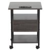 Side Table with Charging Station and Wheels, Rolling End Table with 2 USB Ports and 2 Outlets and Power Switch, Nightstand with Storage Shelves and Dr