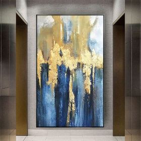 Handmade Oil Painting High Quality Gold Foil Texture Wall Decor Hand Painted Canvas living room bedroom luxurious decoration Frameless Only Canvas (Style: 1, size: 90x120cm)
