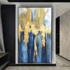 Handmade Oil Painting High Quality Gold Foil Texture Wall Decor Hand Painted Canvas living room bedroom luxurious decoration Frameless Only Canvas