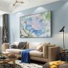 Hand Painted Oil Painting Large Art Abstract Blue Blooming Flower Oil Painting On Canvas Home Decor Wall Art Living Room Wall Decor Texture Art Palett