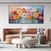 Hand Painted Oil Painting Abstract Flower oil Painting On Canvas Boho Wall Decor Original Floral Painting Large Textured Wall Art Custom Living room H