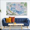 Hand Painted Oil Painting Large Art Abstract Blue Blooming Flower Oil Painting On Canvas Home Decor Wall Art Living Room Wall Decor Texture Art Palett